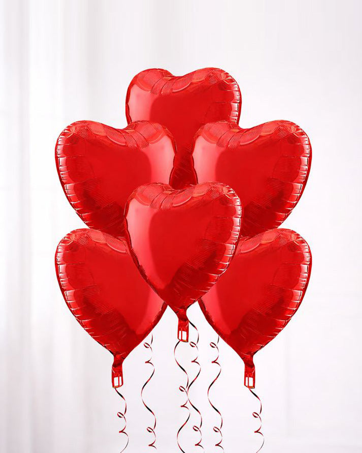 6 Heart Shaped Helium Balloons