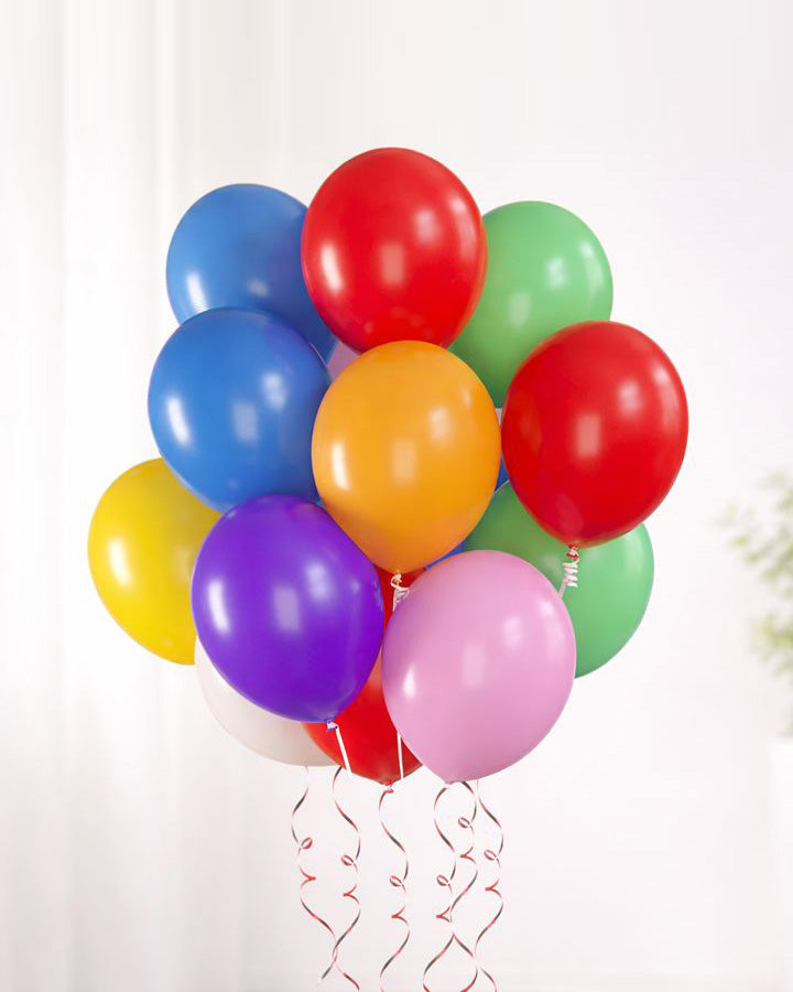Multicolour 10 Helium Latex Balloons