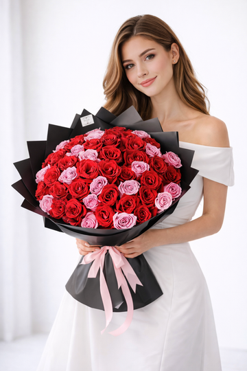 Red & Blush Rose Bouquet